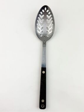 Ekco Flint Stainless Steel Slotted Serving Spoon 11.5” Rivet Handle MCM Vintage